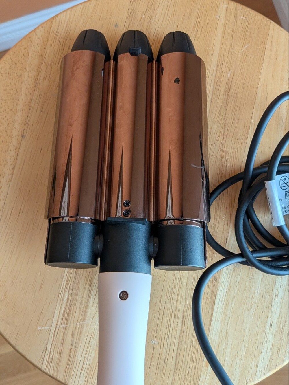 Lange White and Rose Gold 3-Barrel Crimping Iron for Women's- Styling Tool